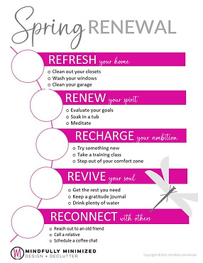 Spring Renewal home organiziation check list