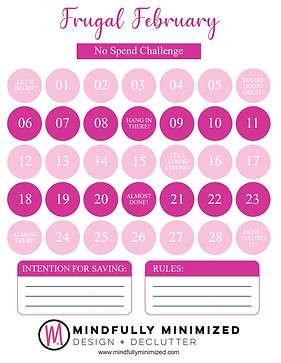 Frugal February Home Organiziation Game Grid