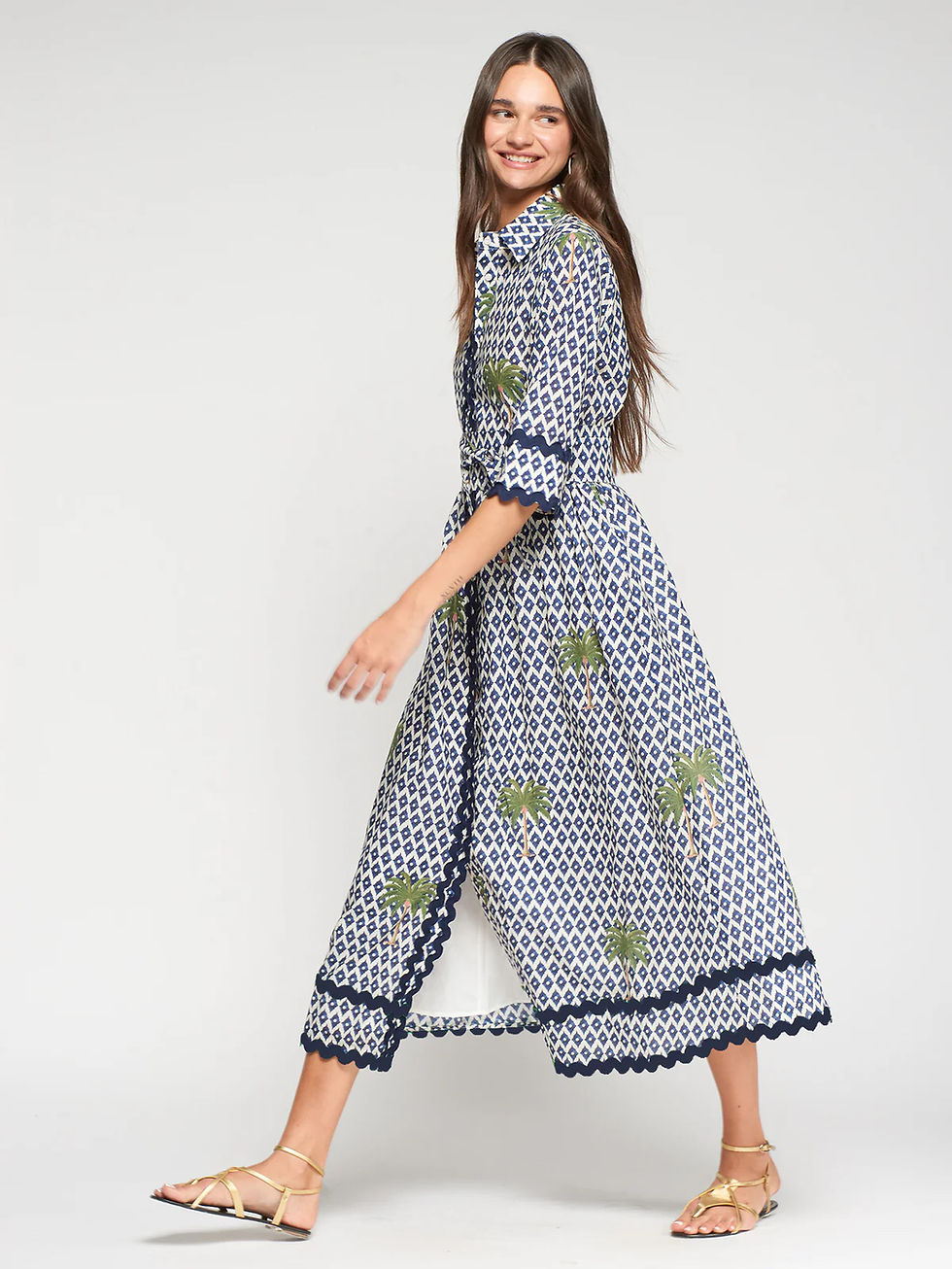 Thumbnail: Vilagallo IKat Palm Print Shirtdress