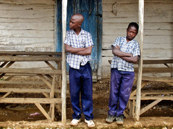 Haitian School Boys Waiting For Class