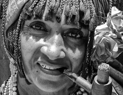 TAROT CARD READER WITH PIPE B&W