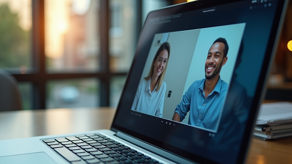 Close-up view of a laptop screen displaying a virtual governance training session
