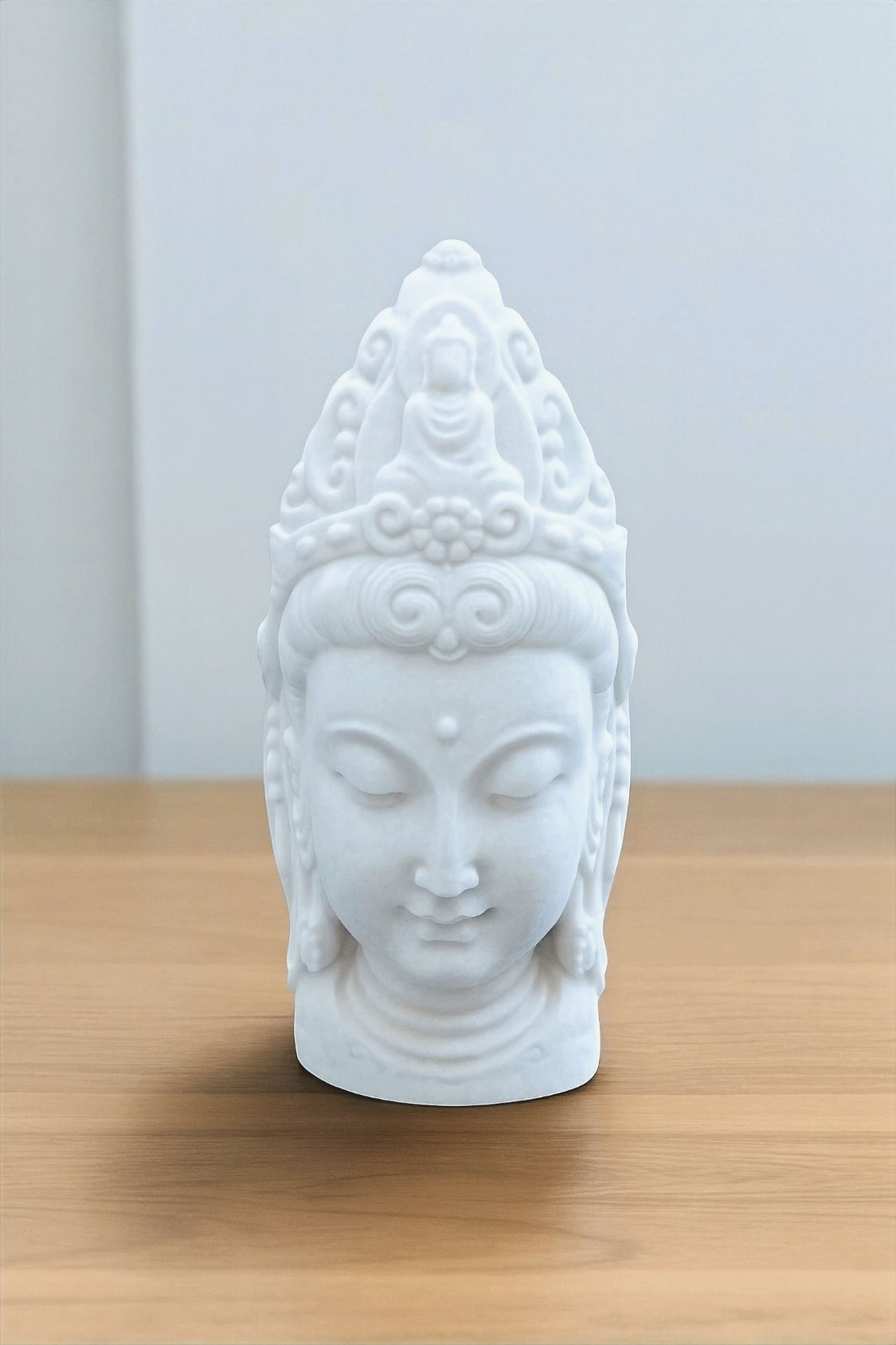 Buste Guanyin en Jesmonite – Coiffe Bouddha