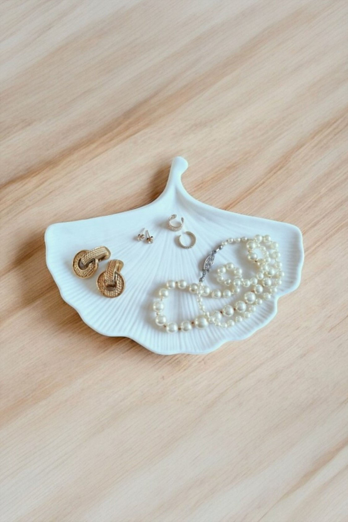 Vide-poches feuille de Ginkgo en Jesmonite