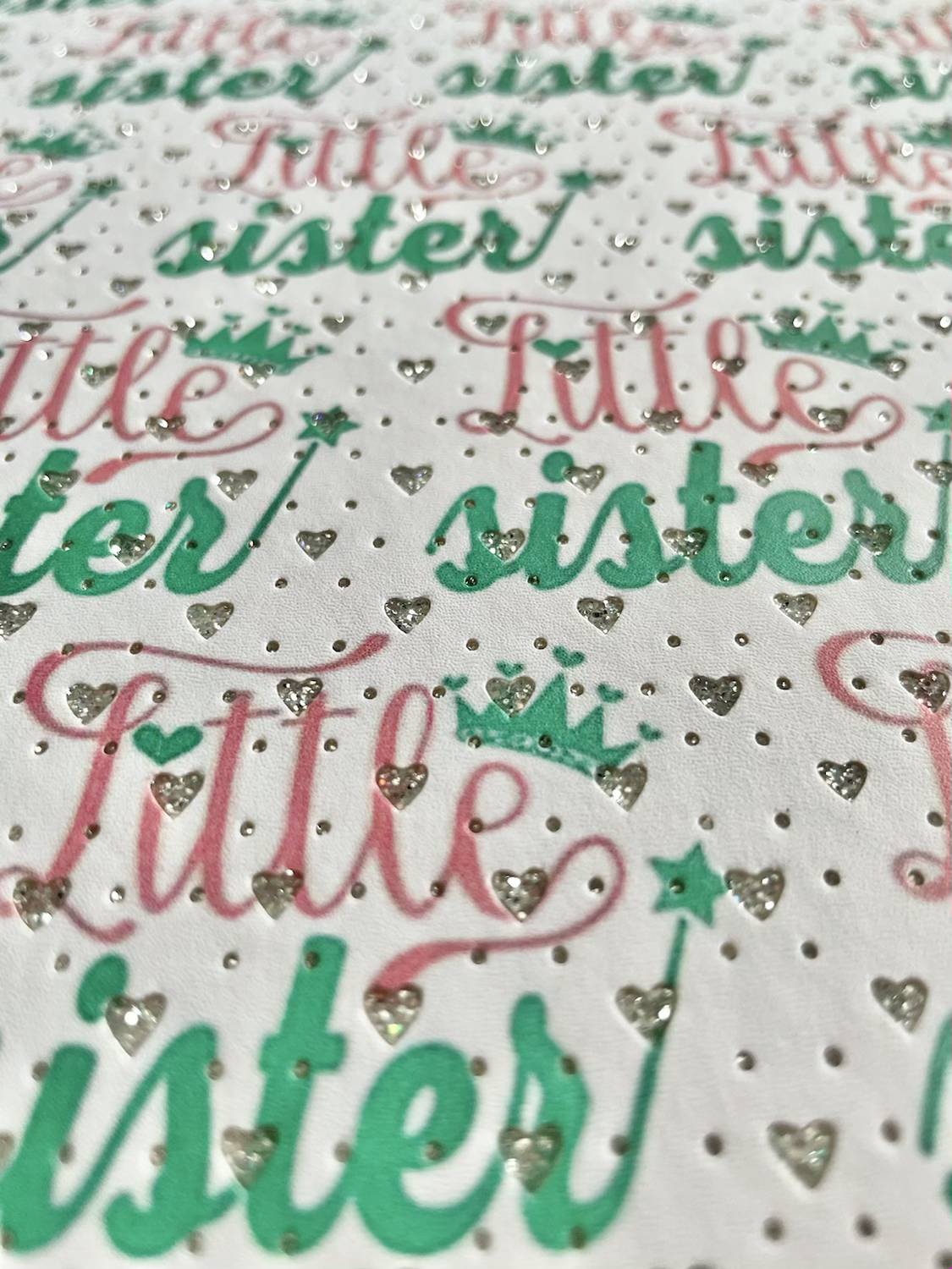 White Patterned Leatherette- Little Sister