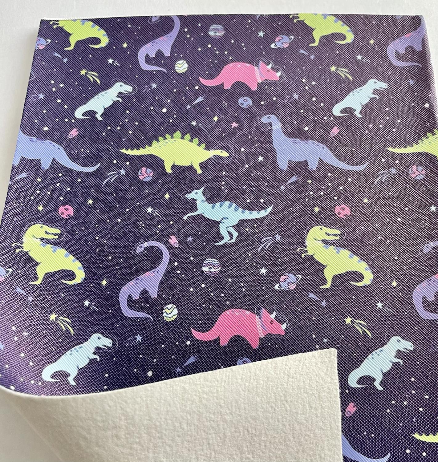 Patterned Leatherette- Space Dinos