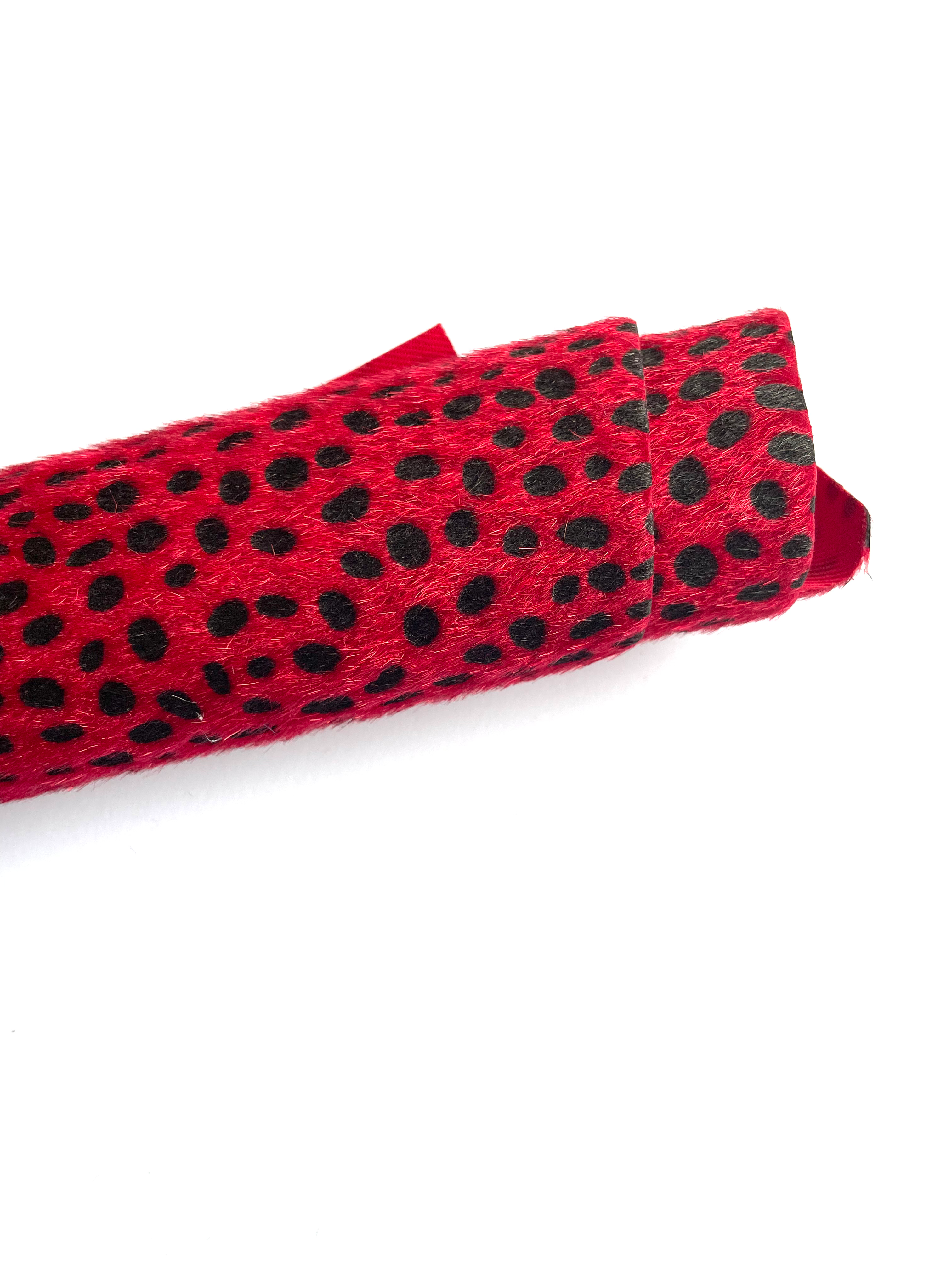 Faux fur- Spotty Red