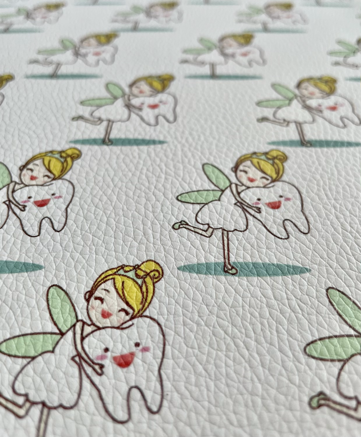 White Patterned Leatherette (litchen)- Tooth fairy