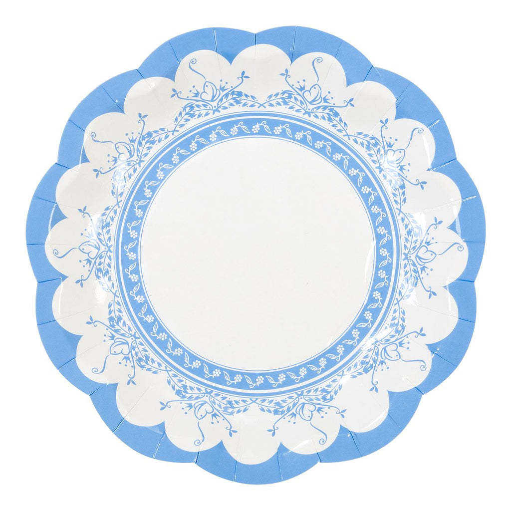 Classic Blue & White Scalloped Disposable Plates