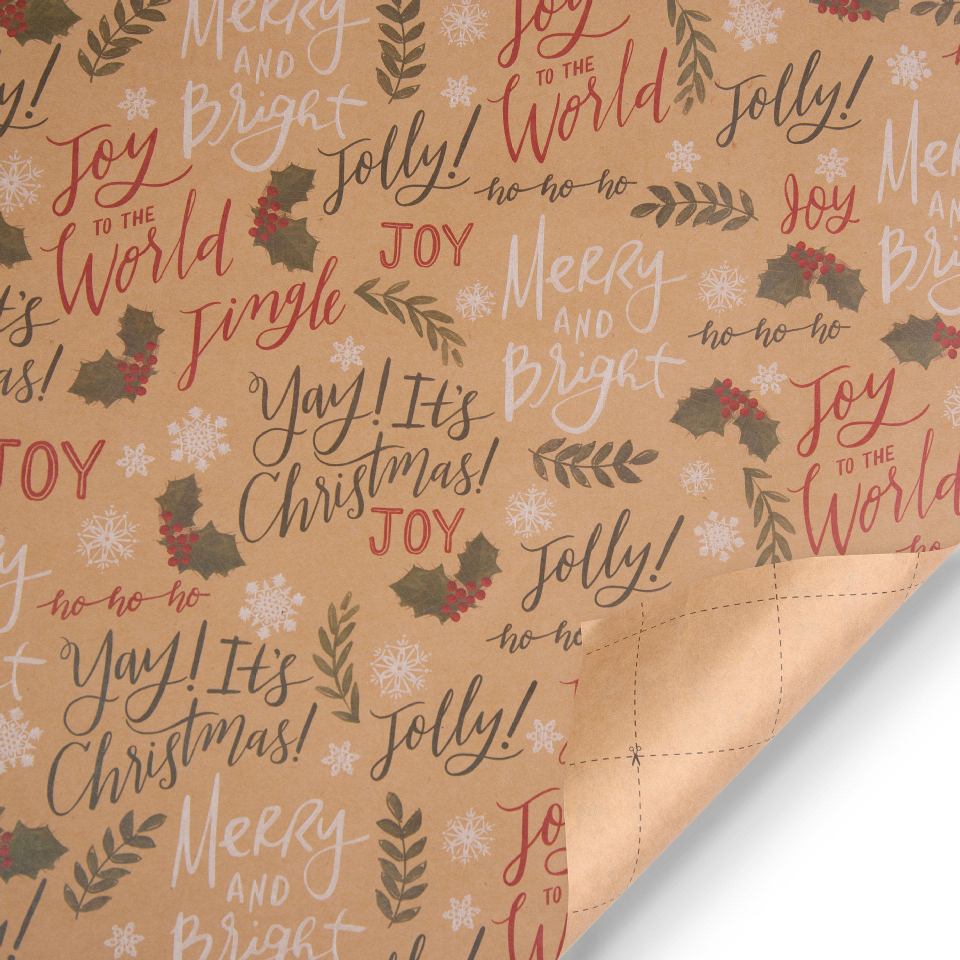 Rustic Christmas Kraft Wrapping Paper with Festive Quotes