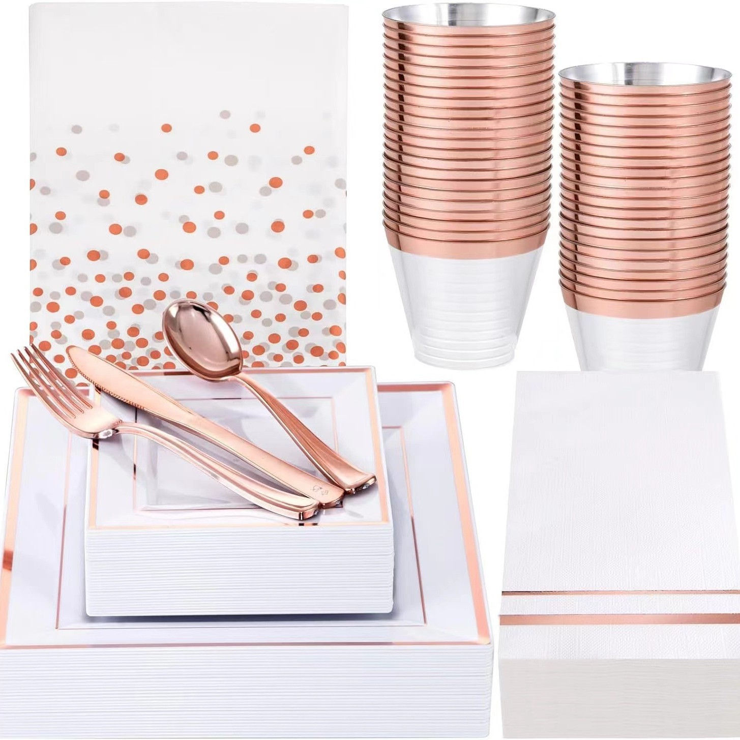 Rose Gold Party Disposable Tableware Set