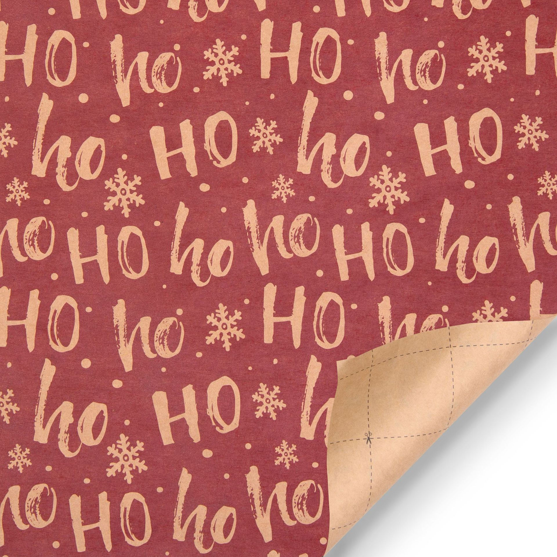 Rustic 'Ho Ho Ho' Christmas Wrapping Paper with Snowflake