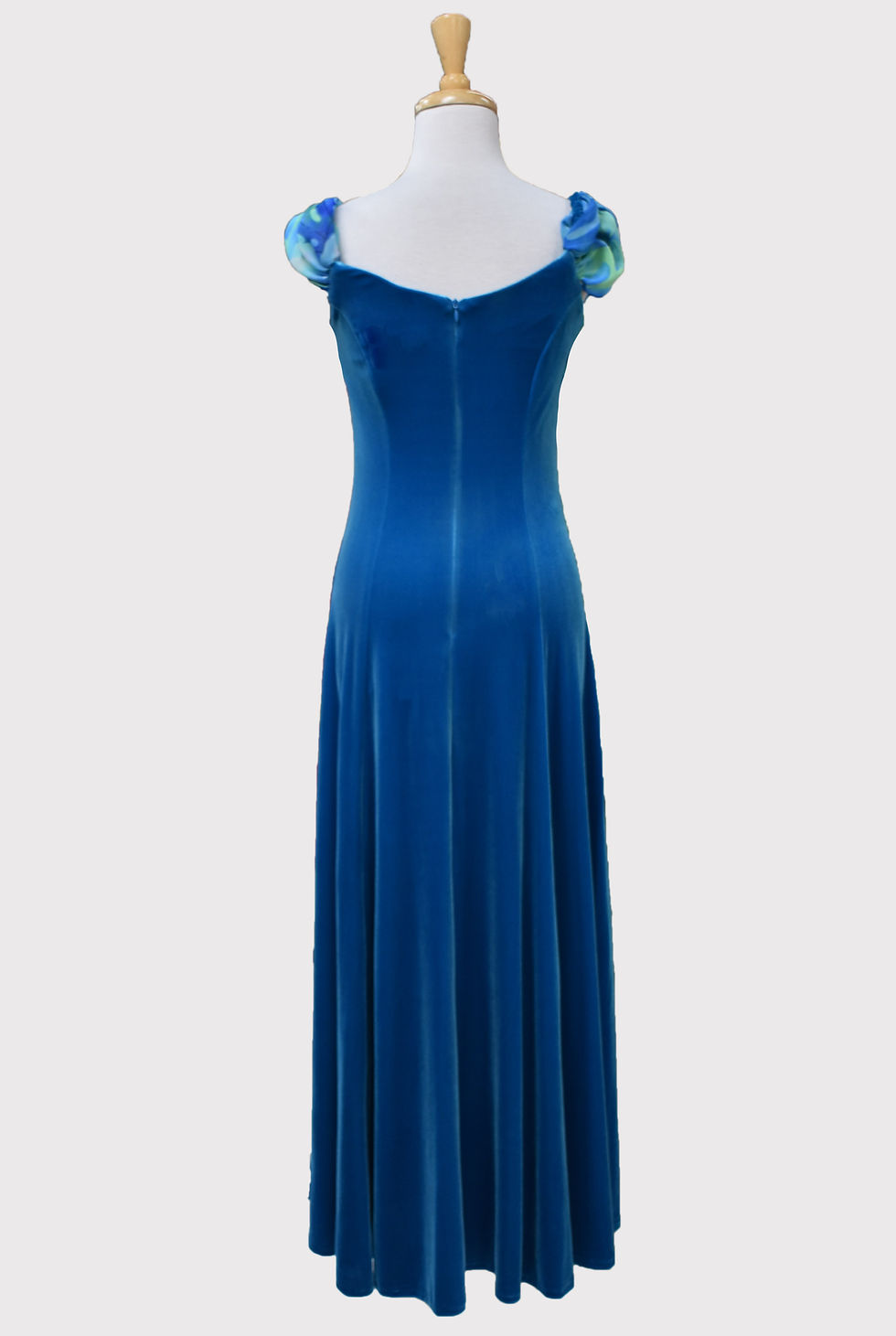 サムネイル： 1325 ターコイズベルベット、シフォンカウルネック