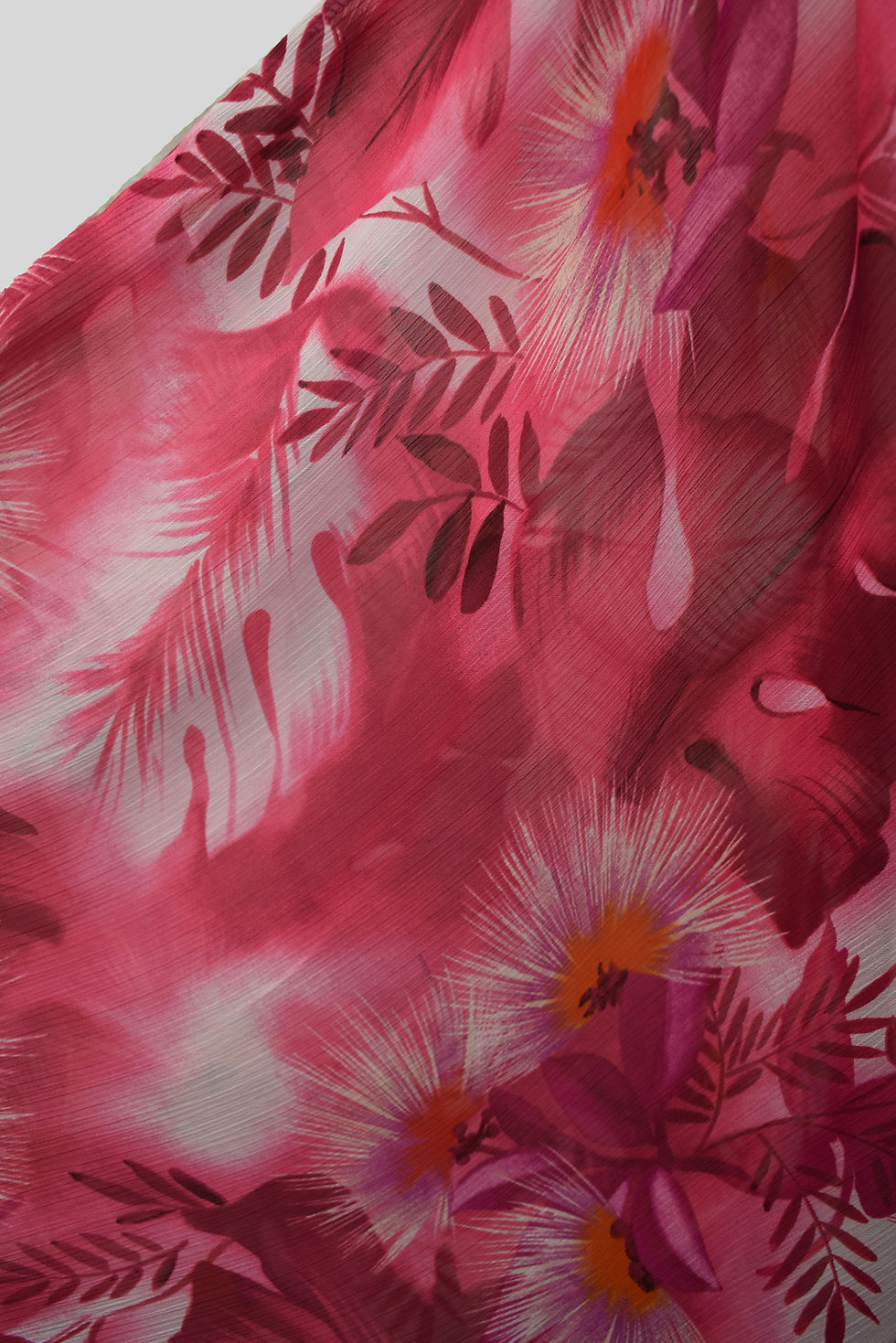Thumbnail: Cape: Pink Lehua Print Chiffon with Sash (#BH011)