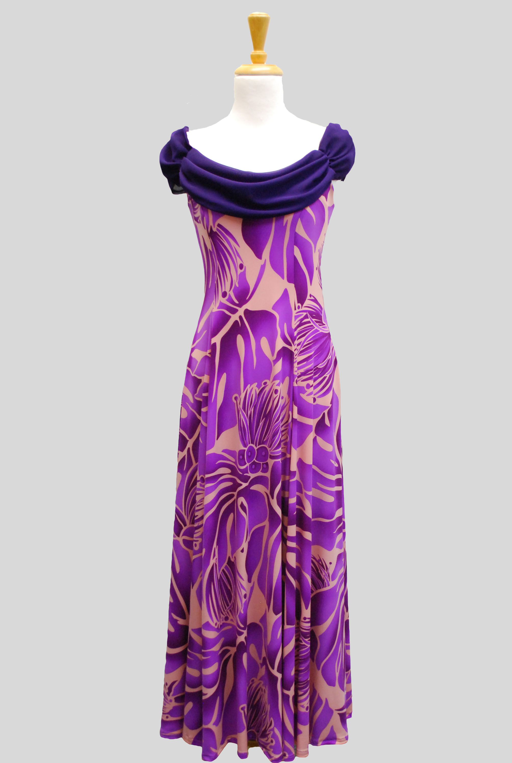 1325 Orchid/Peach Monstera/Lehua Print Spandex
