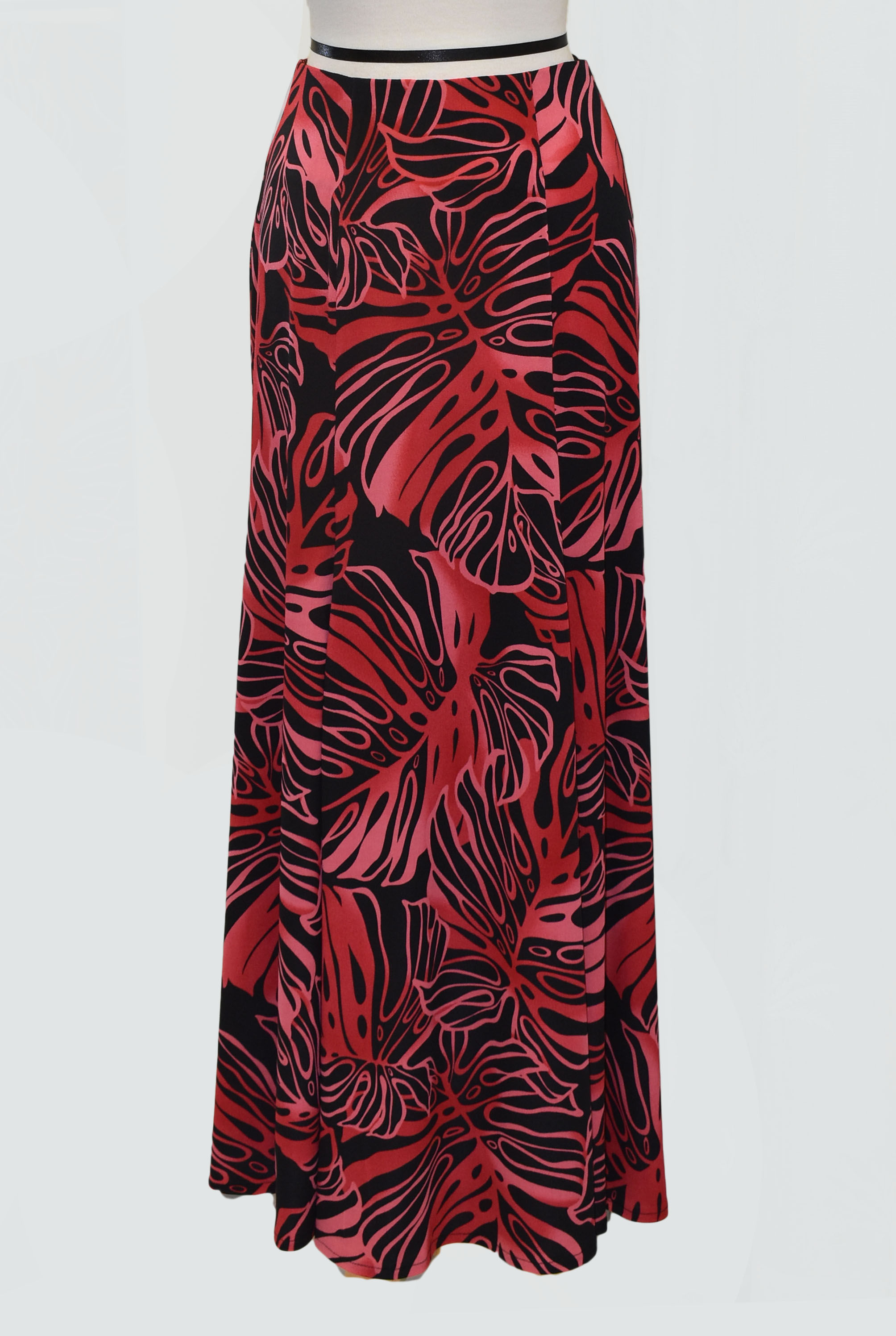 2908R Red & Black Spandex High Waist Skirt