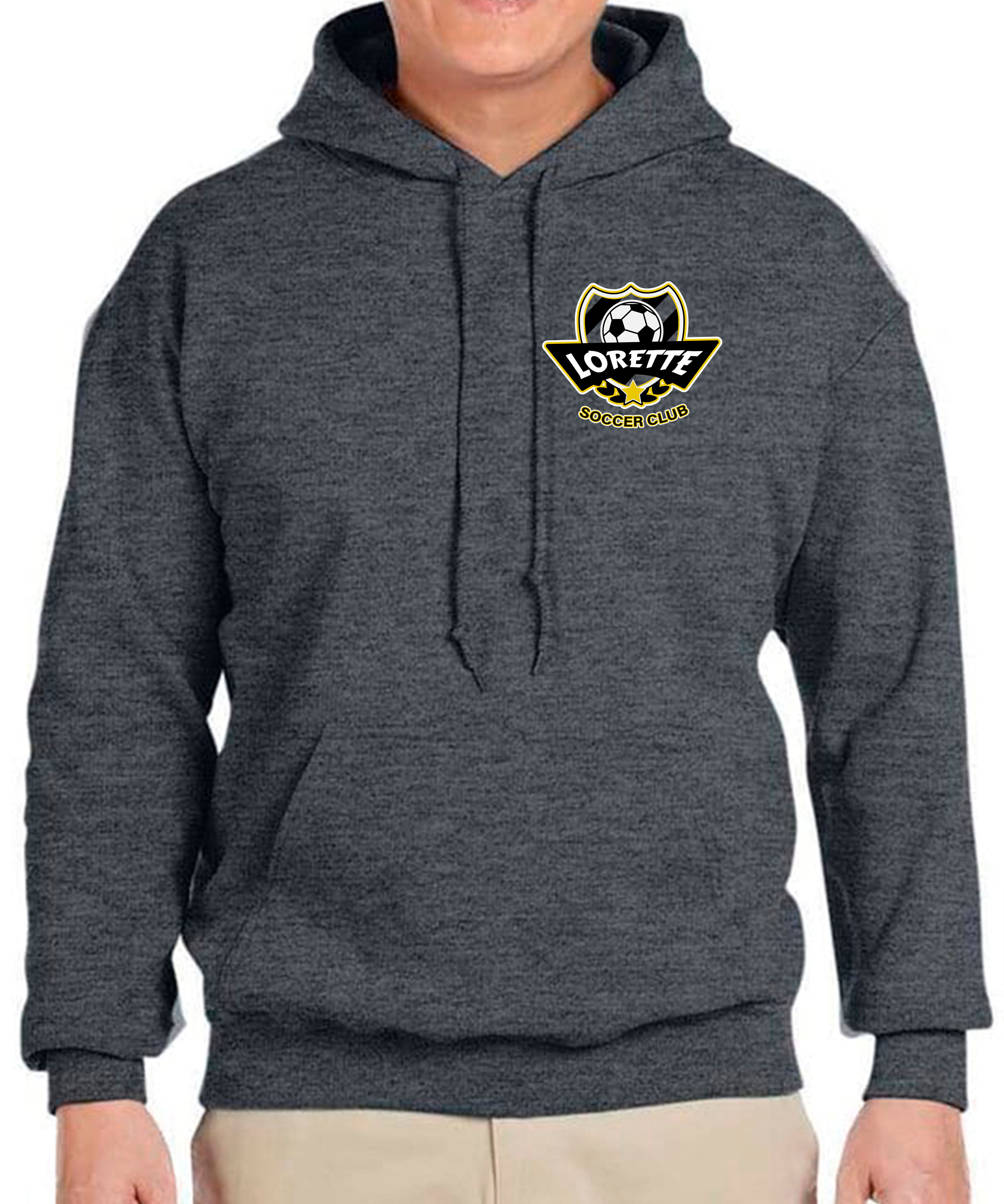 LORETTE SOCCER CLUB GREY ADULT PULLOVER HOODIE  Includes Name/#