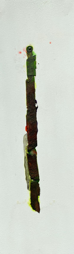 tree #4 oxidised steel, acrylic ink on gesso panel