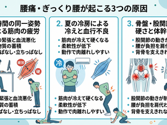 【垂水区の整体師が解説】腰痛・ぎっくり腰の原因と改善法|夏の冷えに注意