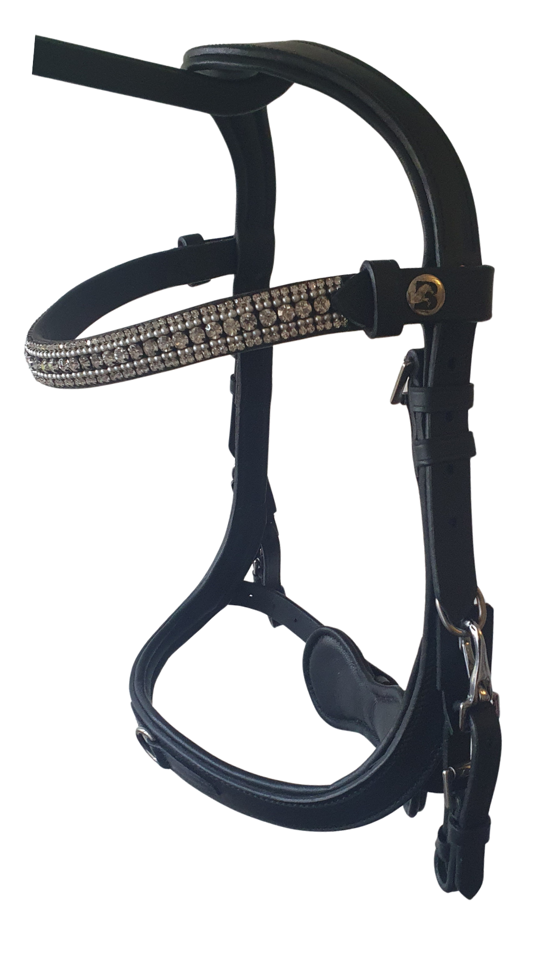 Cavesson Style Black Pony Bridle with Lunge Ring