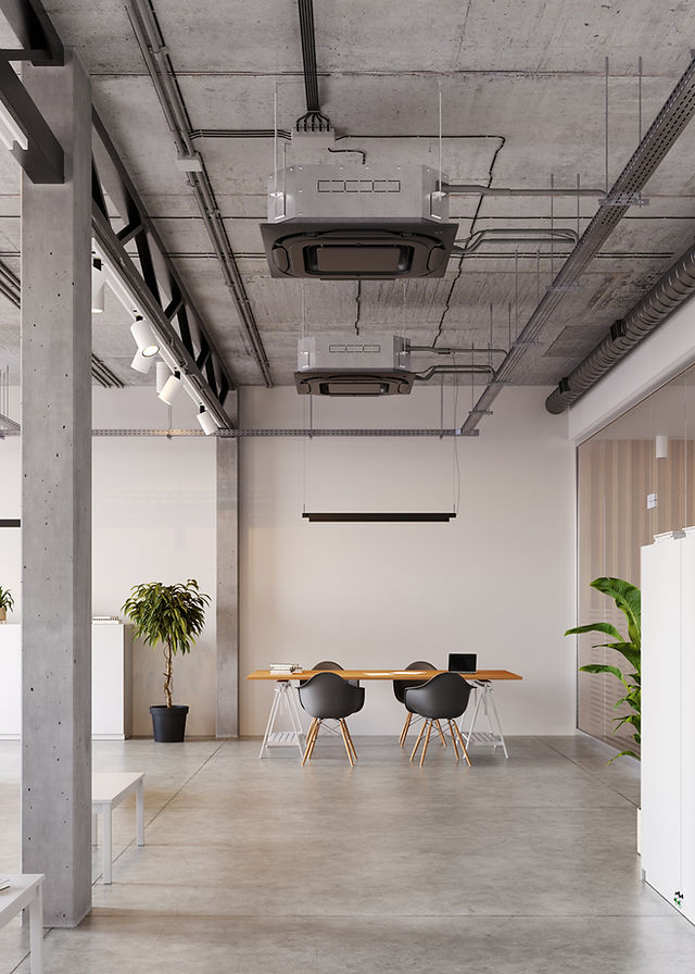 modern open plan living with cassette air con