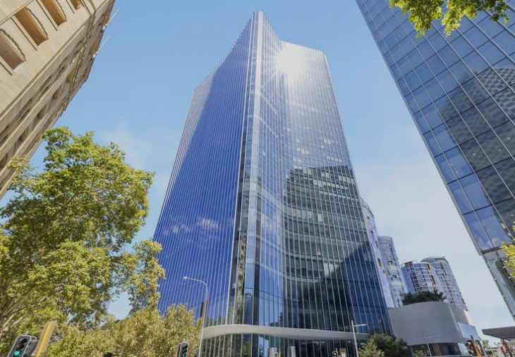 Eye-level view of modern commercial office building in Perth