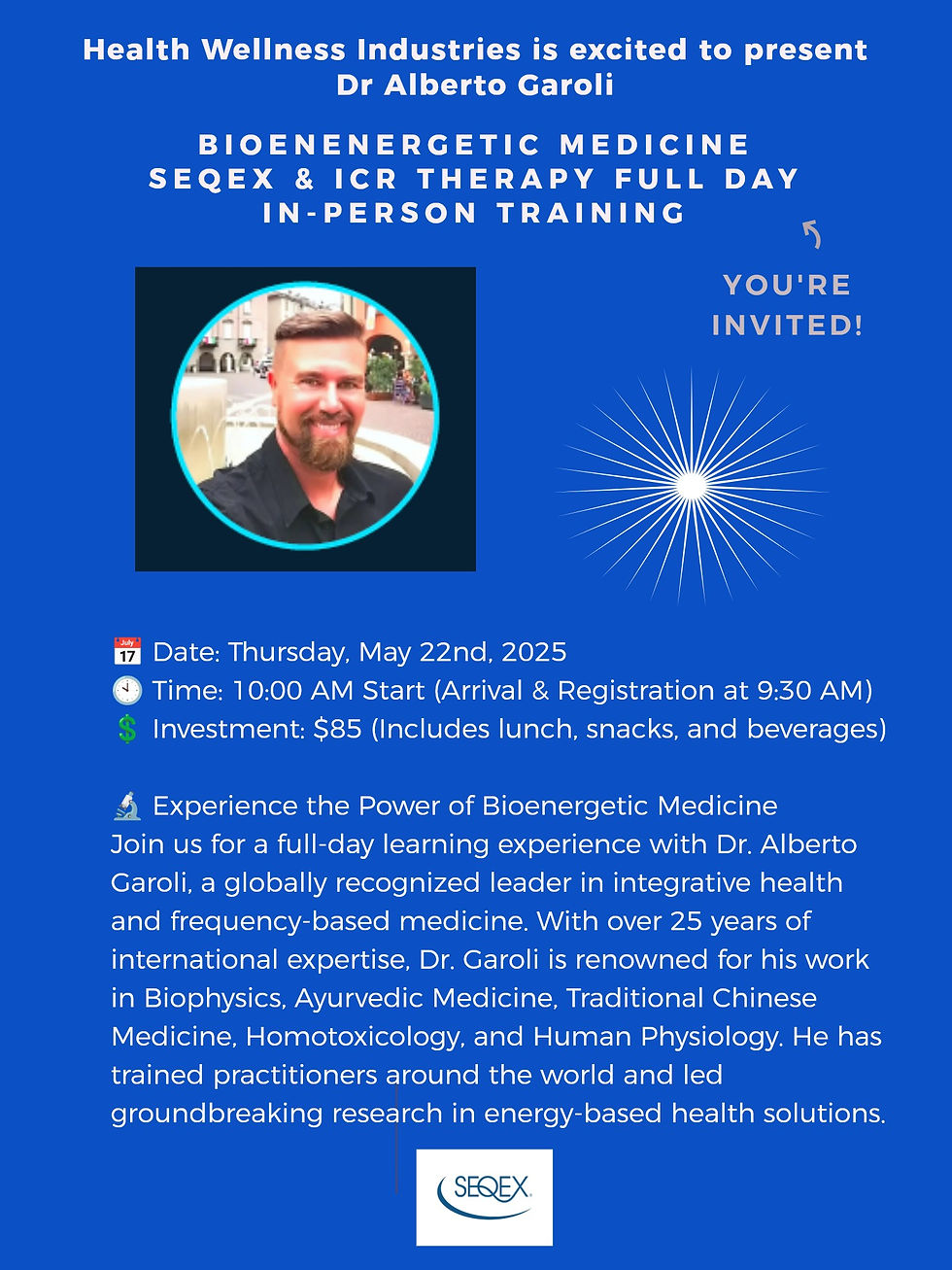 A Full-Day In-Person Training on Seqex & ICR Therapy