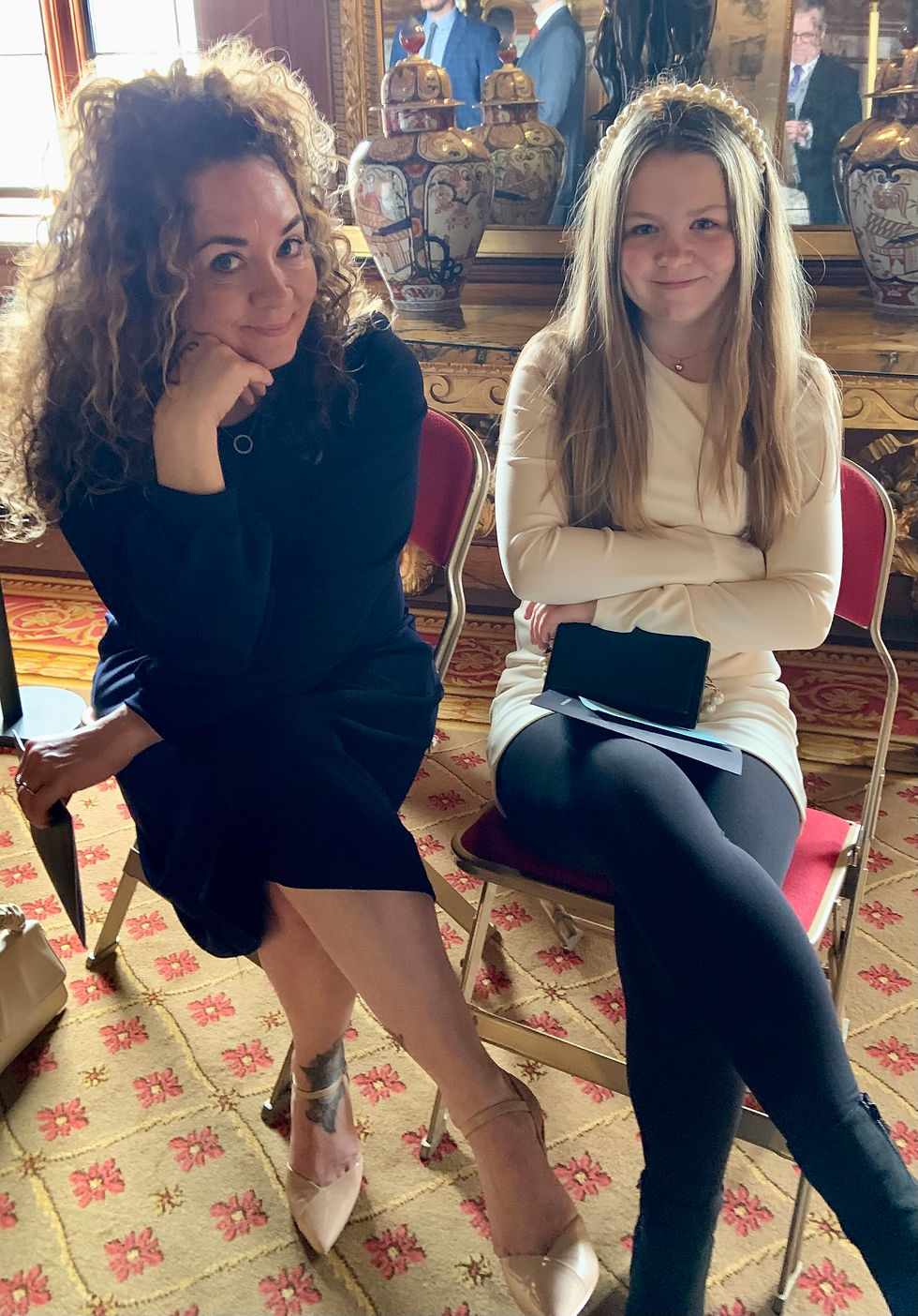 inside Windsor castle waiting to meet king Charles for the mbe