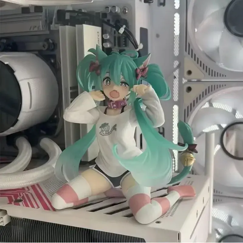 Thumbnail: Hatsune Miku Desktop Cute Action Figure 11cm Neko T-Shirt Ver. Anime