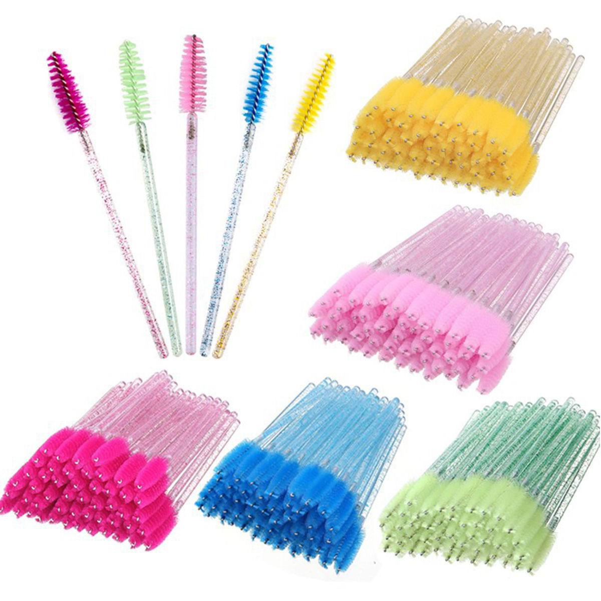 100pcs Crystal Eyelash Brushes Eyelashes Spoolies Brush Lash Mascara Wands Appli