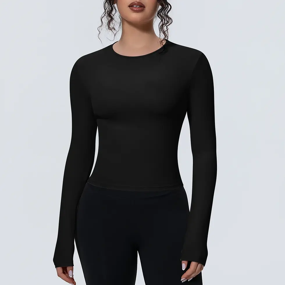 Thumbnail: Woman's Yoga Long Sleeved Gym Sports Running Top Slim Breathable Soild