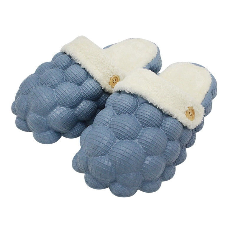 Thumbnail: Non-slip Warm Cotton Bubble Home Slides Yellow/Pink/Black/Blue/Beige