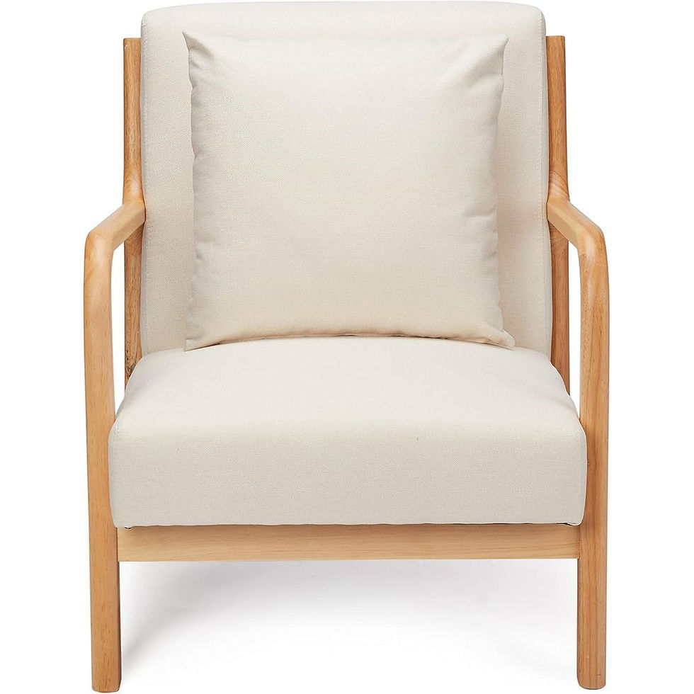 Thumbnail: Mid-Century Modern Accent Chair with Soft Linen Upholstery in Beige for Retro-In