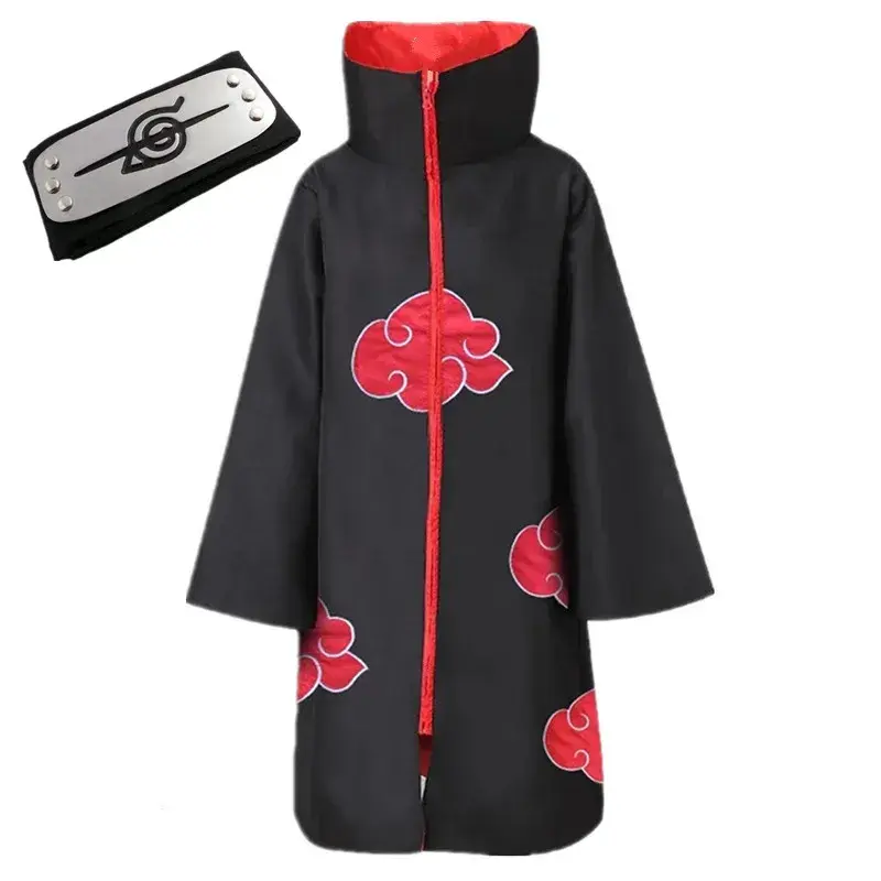 Thumbnail: Anime Akatsuki Cosplay Costume Red Cloud Robe with Necklace Headband