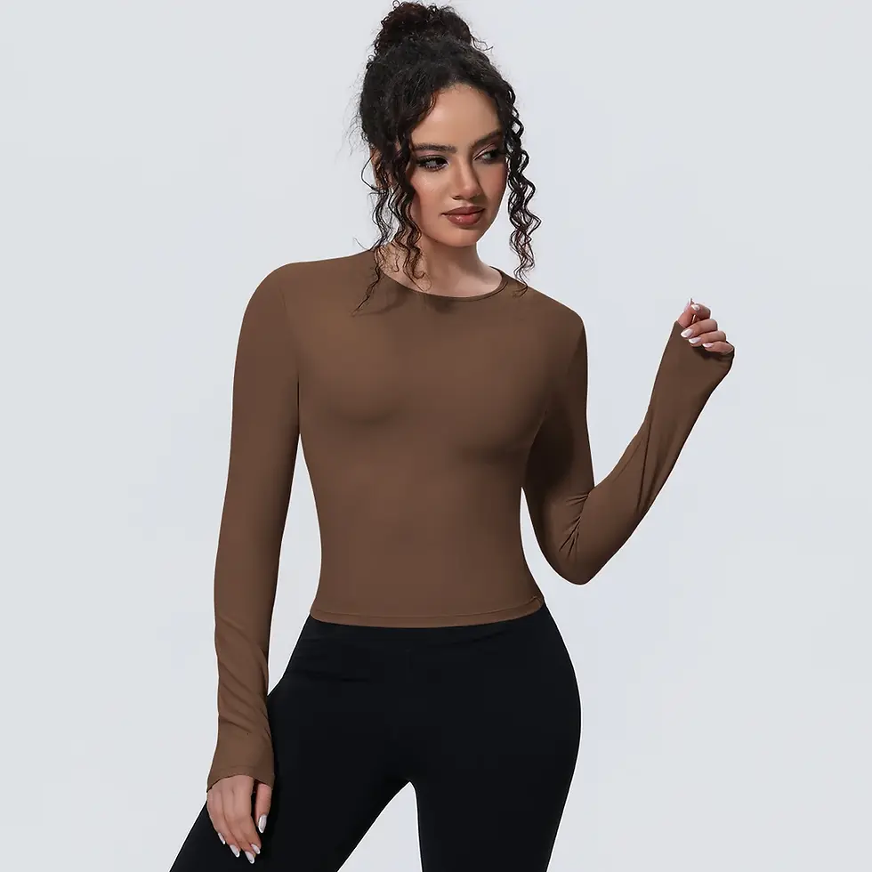 Thumbnail: Woman's Yoga Long Sleeved Gym Sports Running Top Slim Breathable Soild