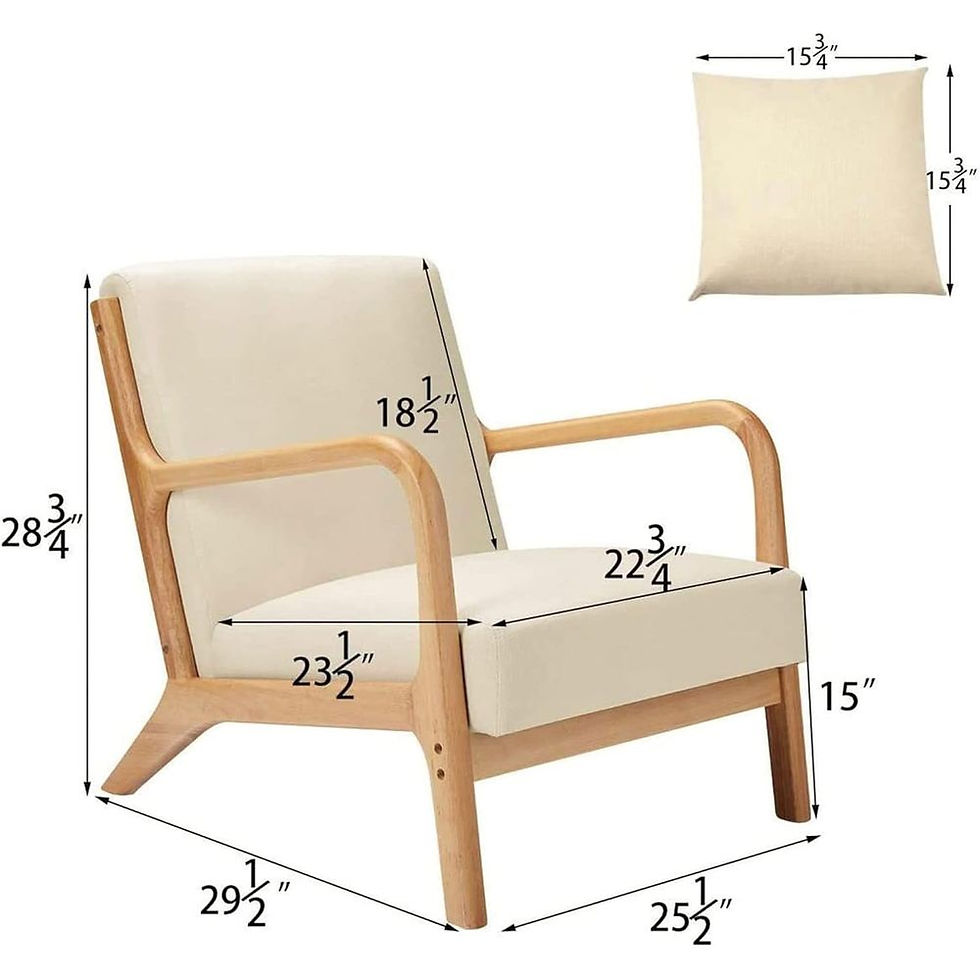 Thumbnail: Mid-Century Modern Accent Chair with Beige Linen Upholstery for Retro-Style Livi