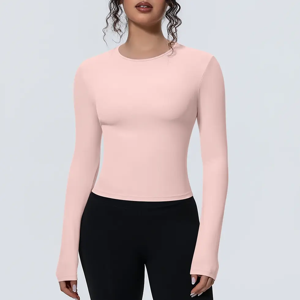 Thumbnail: Woman's Yoga Long Sleeved Gym Sports Running Top Slim Breathable Soild