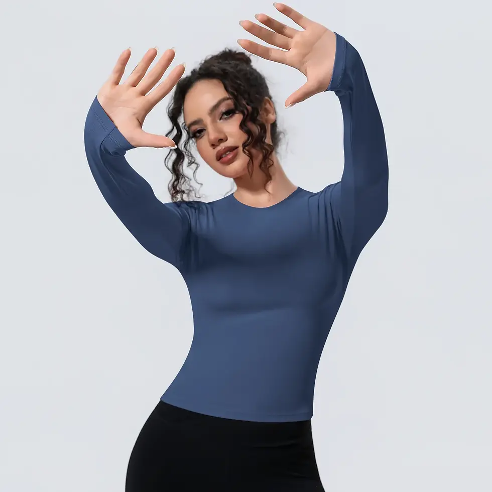 Thumbnail: Woman's Yoga Long Sleeved Gym Sports Running Top Slim Breathable Soild