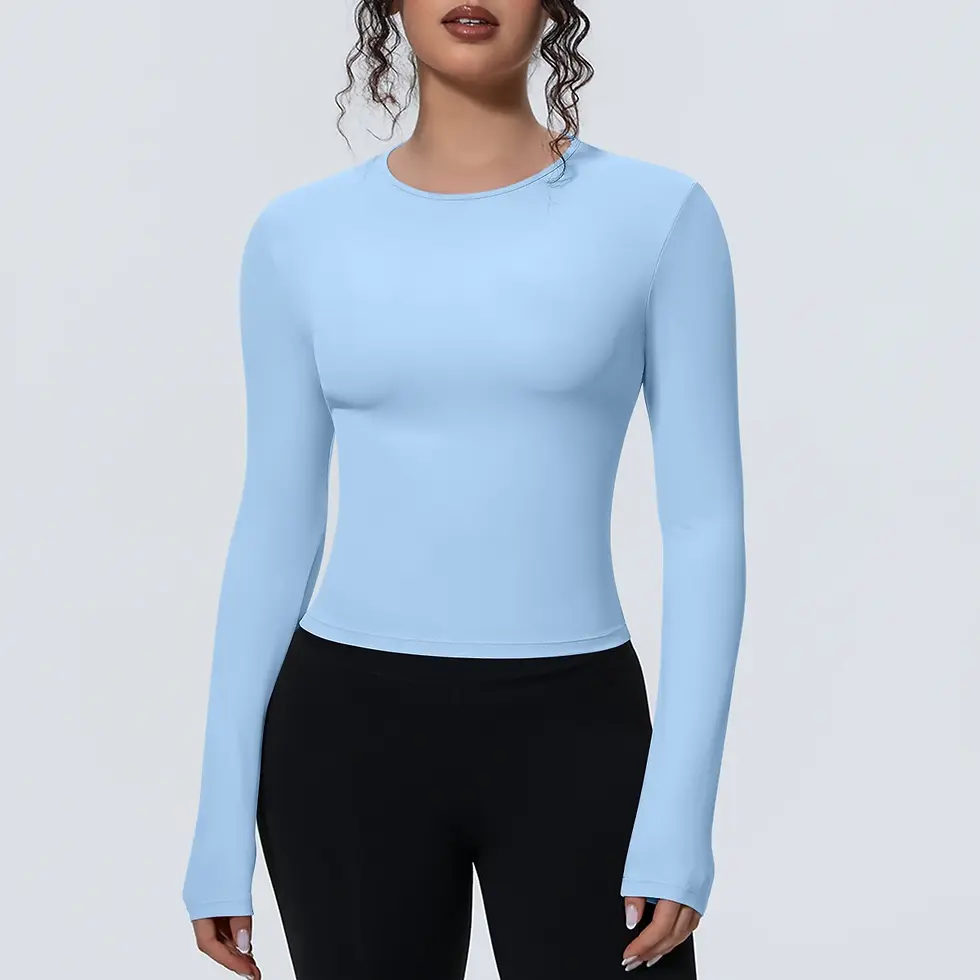 Thumbnail: Woman's Yoga Long Sleeved Gym Sports Running Top Slim Breathable Soild