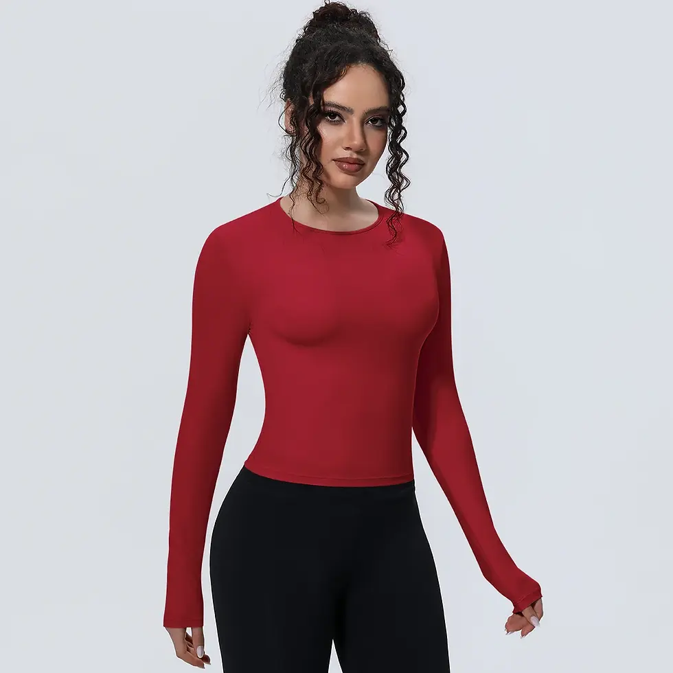 Thumbnail: Woman's Yoga Long Sleeved Gym Sports Running Top Slim Breathable Soild
