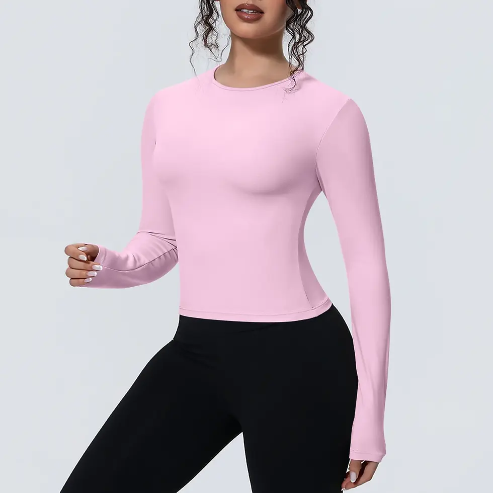 Thumbnail: Woman's Yoga Long Sleeved Gym Sports Running Top Slim Breathable Soild