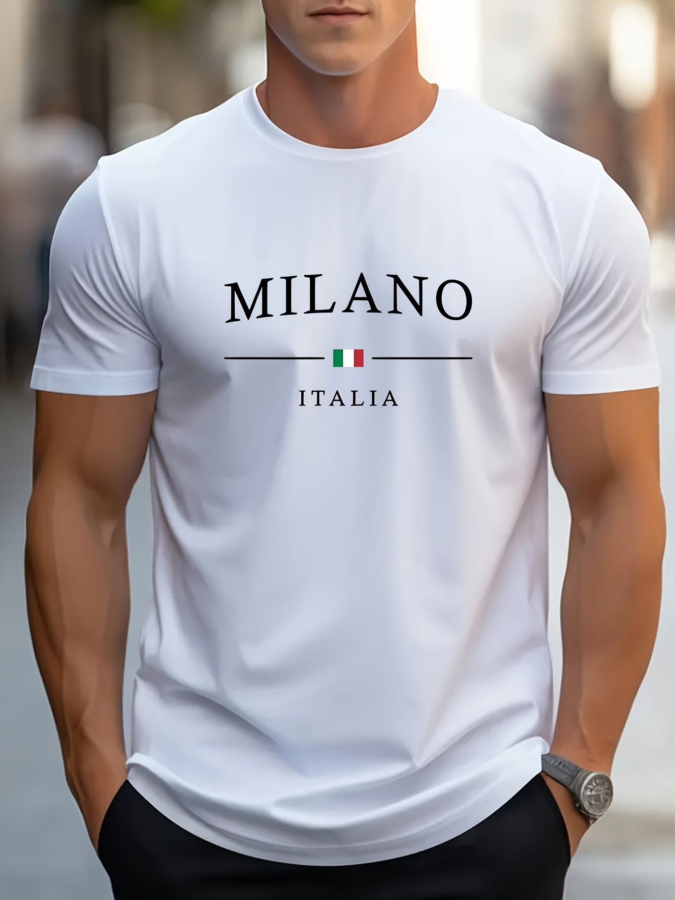 S-5XL Men's Summer 100% Cotton Fashion MILANO Letter Printed Loose Large Casual