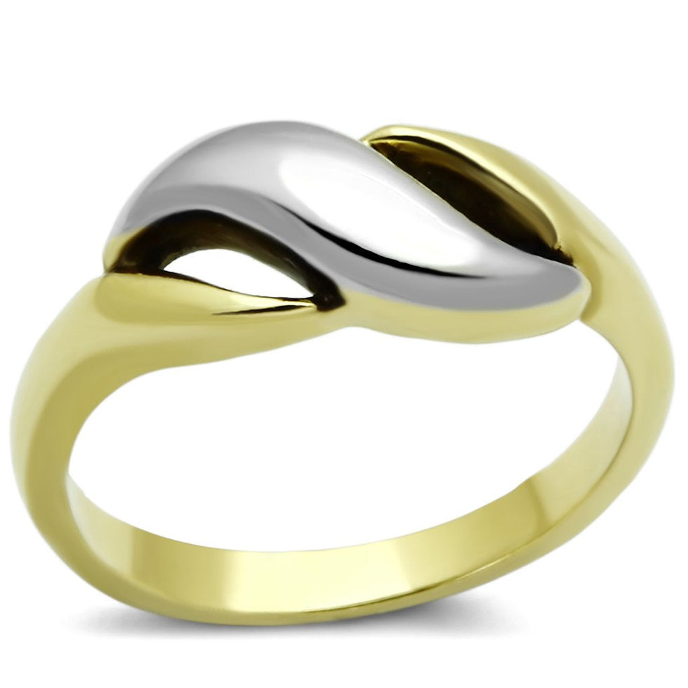 Thumbnail: TK1089 - Two-Tone IP Gold (Ion Plating) Stainless Steel Ring with No