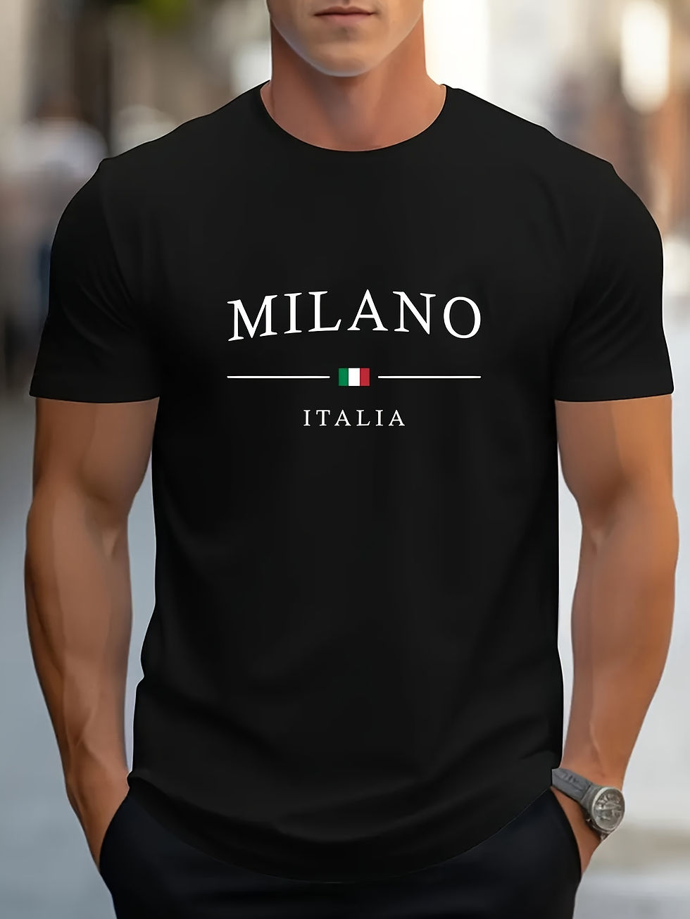 Thumbnail: S-5XL Men's Summer 100% Cotton Fashion MILANO Letter Printed Loose Large Casual