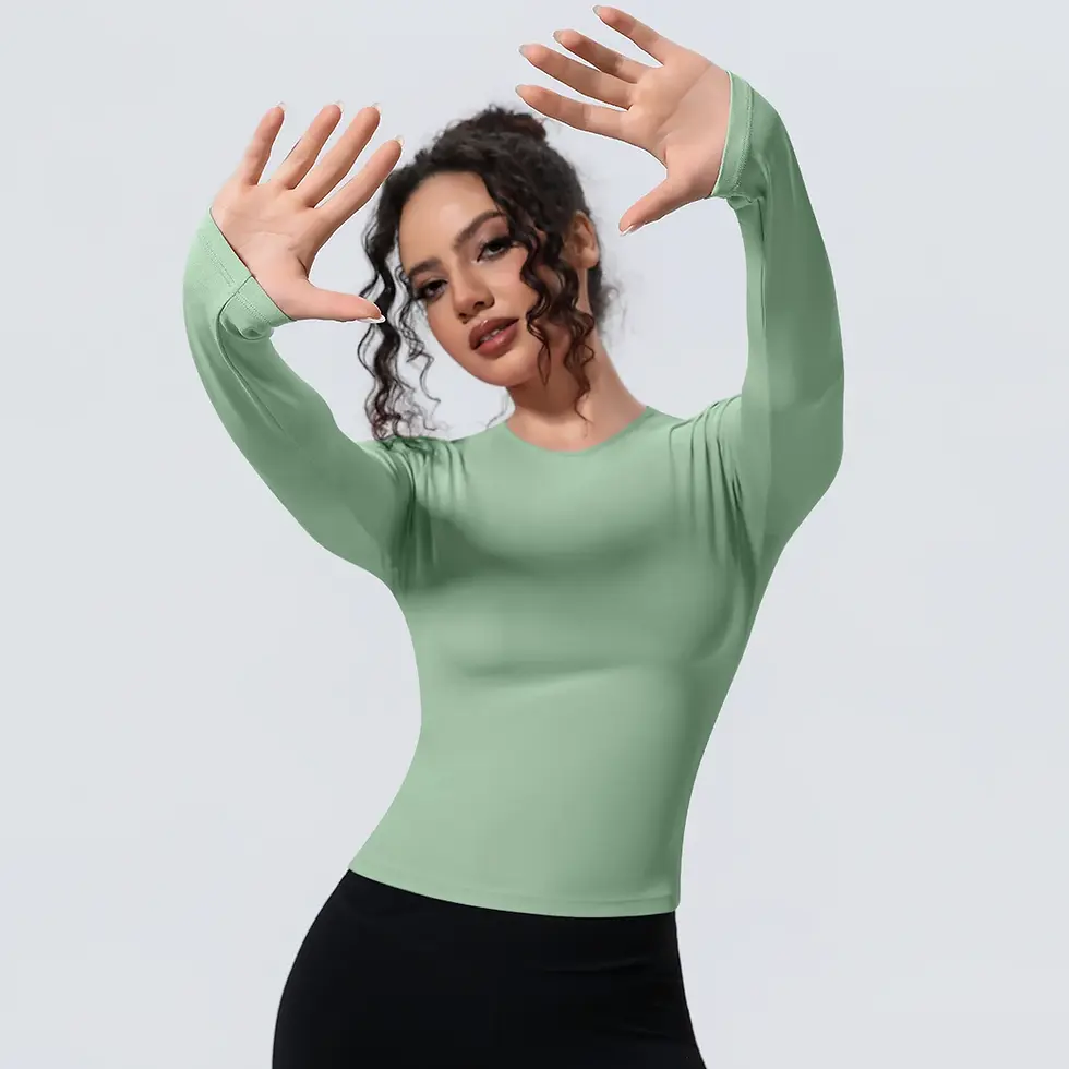 Thumbnail: Woman's Yoga Long Sleeved Gym Sports Running Top Slim Breathable Soild