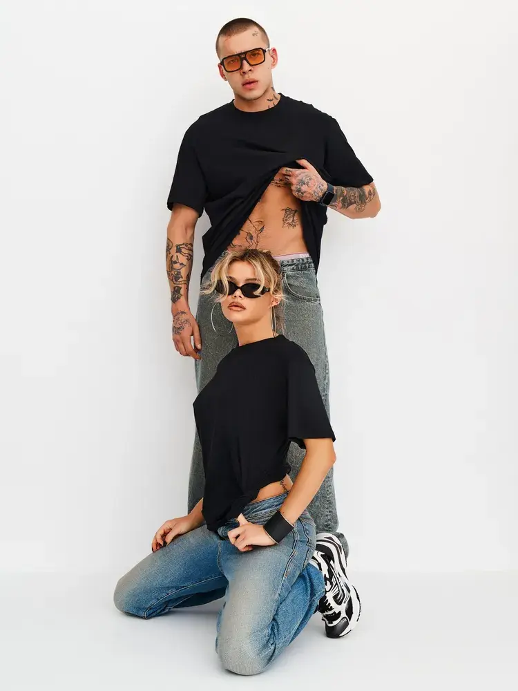 Thumbnail: Solid color Couple t-shirts four seasons Basic Men's and Women Short sleeve tees