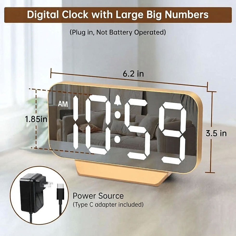 Thumbnail: Slim Digital Mirror Alarm Clock, Large Display with 6-Level Dimmer