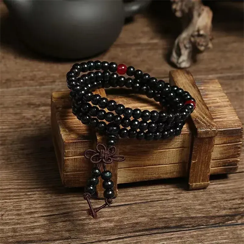Thumbnail: Natural Chinese Sandalwood 108 Prayer Beads Mala Bracelet Necklace 6mm