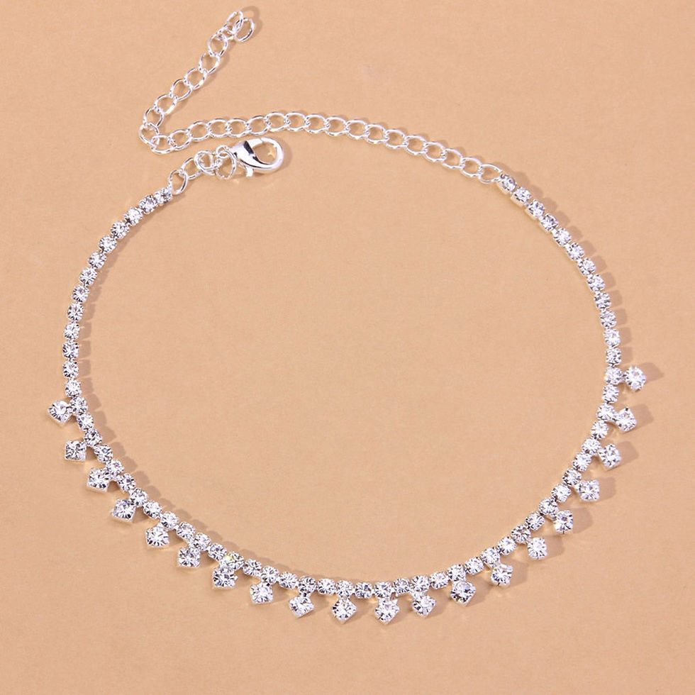 Thumbnail: Rhinestone Water Drop Anklet Foot Jewelry for Women Silver/Gold
