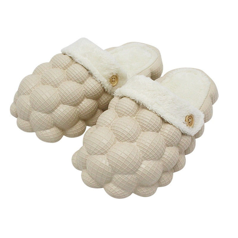 Thumbnail: Non-slip Warm Cotton Bubble Home Slides Yellow/Pink/Black/Blue/Beige